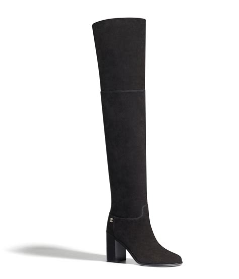 chanel thigh high suede boots